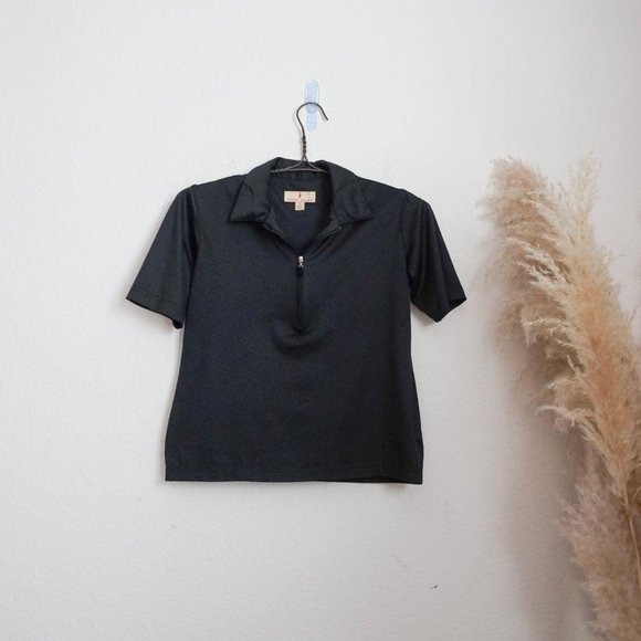 Vintage geometric print front zip polo tshirt - Picture 2 of 6